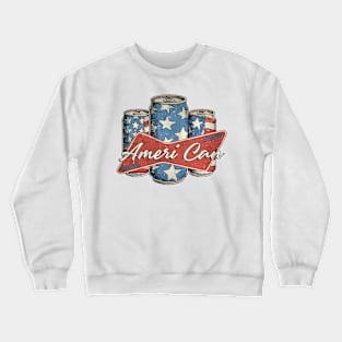 Retro Ameri Can Funny 4th of July Beer Patriotic USA flag Crewneck Sweatshirt